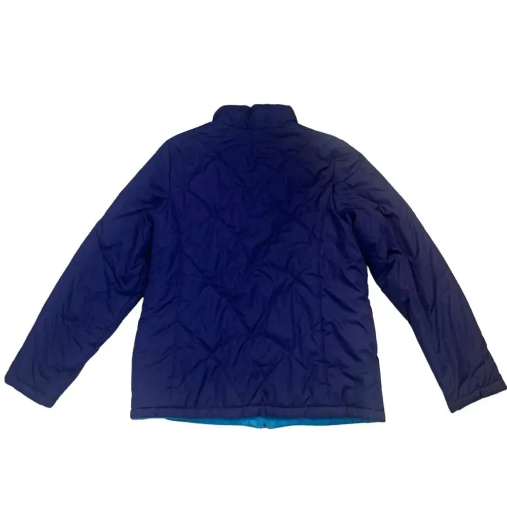 Reversible Blue Quilted Puffer Barn Jacket Small Winter Lightweight Y2K Nautical - Picture 6 of 11